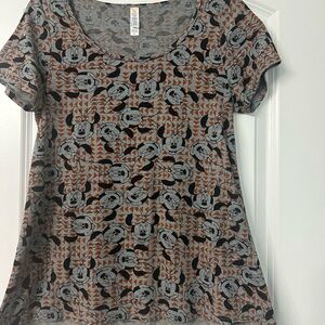 Disney LuLaRoe Gray and Black Patterned Short Sleeve Top